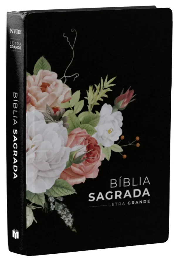 Bíblia Sagrada Preta Rosas l Capa Dura l Letra Grande